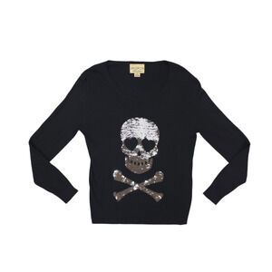 Wildfox White Label Angora Sweater Sequin Love Skull Pullover